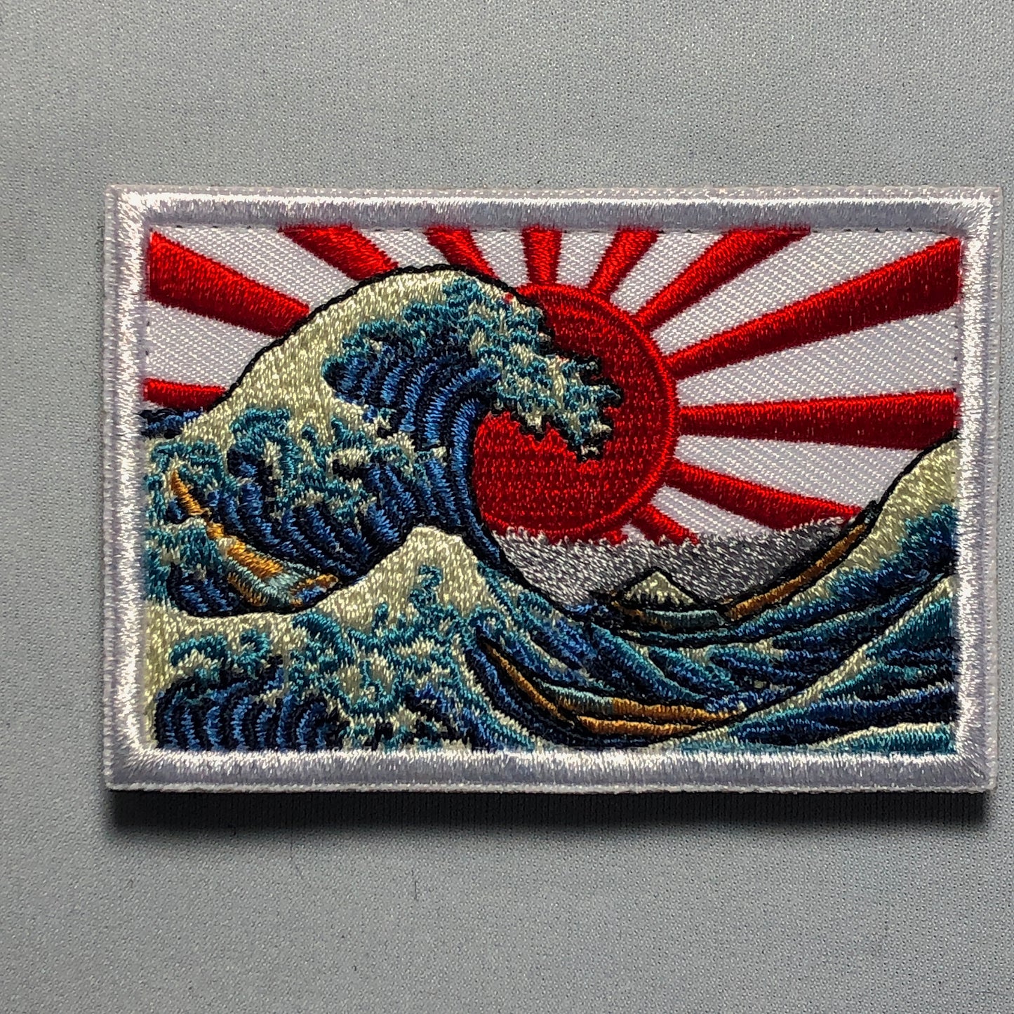 The GREAT WAVE off KANAGAWA Morale Patch - Japanese Emblem - The Wave Art of Tsunamis, Hurricanes - Nippon Hokusai Dekai Japanese Sun