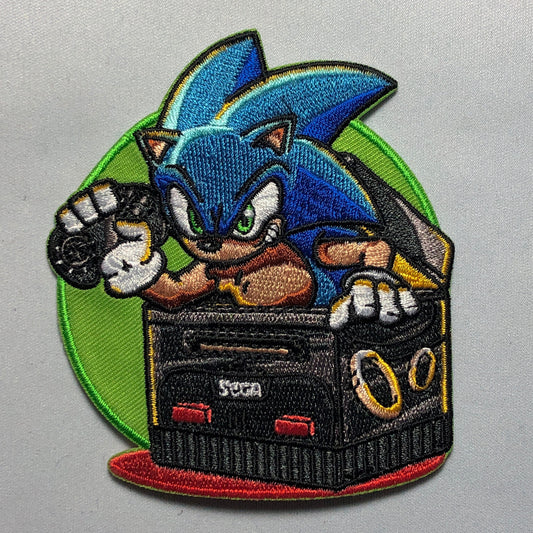 SONIC Iron On Patch Morale Badge Embroidered Patches for Jackets Aplique  Mega gaming system NES controller comic the Hedgehog