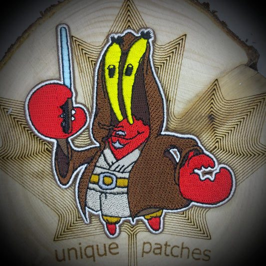 OBI WAN KENOBI Mr. Krabs crab Square Pants Mashup embroidery patch morale Comics hook loop star wars cat droid funny Krusty Krab fast food