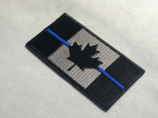 3x1.5 SUBDUED BLUE Line Canadian flag Embroidery Maple leaf Tactical Patch Morale Army vest shoulder Canuck ifak bag law Police enforcement