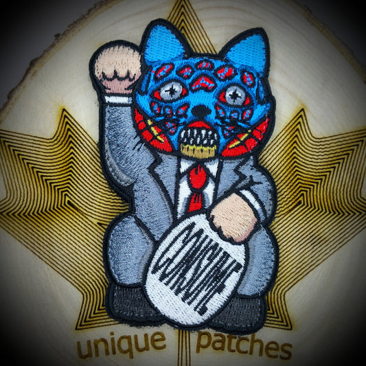 Obey THEY LIVE Lucky Cat Maneki Neko Mashup embroidery patch morale hook loop movie SF Science fiction consume consumerism greed John Nada