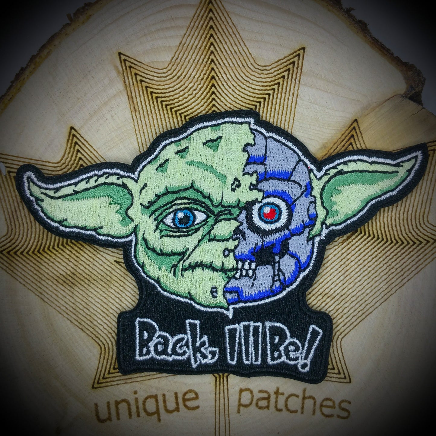 YODA TERMINATOR Mashup Morale tactical Patch Embroidery Cameron Arnold Schwarzenegger, Connor, Skynet - Force Jedi Master 'I'll Be Back'