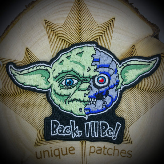 YODA TERMINATOR Mashup Morale tactical Patch Embroidery Cameron Arnold Schwarzenegger, Connor, Skynet - Force Jedi Master 'I'll Be Back'