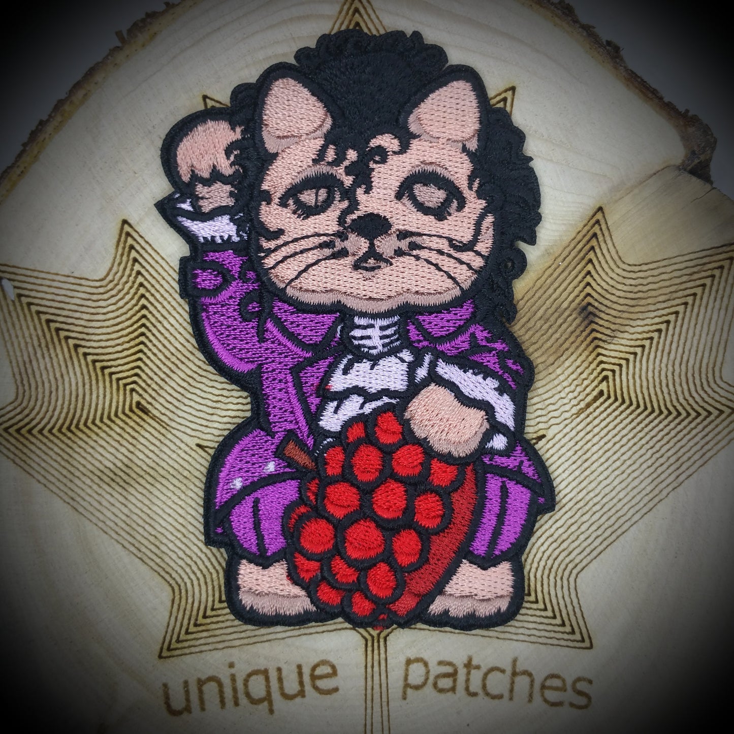 PRINCE Lucky Cat Maneki Neko Mashup embroidery patch morale hook and loop Purple rain singer songwriter Rogers Nelson doves cry musician