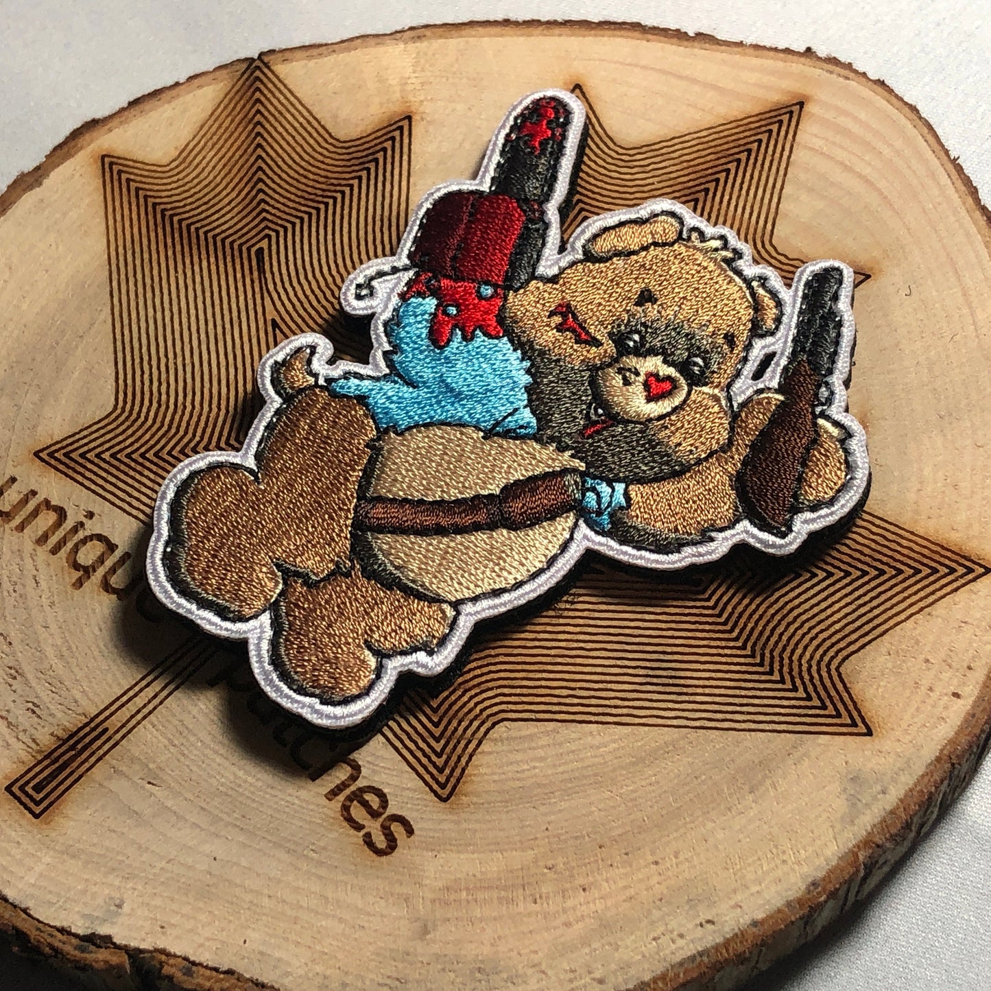 ASH WILLIAMS Bear Mashup embroidery patch morale care Comics hook loop the evil dead horror movie funny deadites Army of darkness