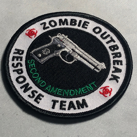 Beretta 92f Zombie OUTBREAK Response TEAM Patch Morale Tactical Unit Morale 2nd Biohazard Danger Halloween Movie Funny green Skull