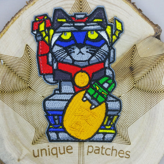 VOLTRON Lucky Cat Maneki Neko Mashup embroidery patch morale hook loop movie Robot