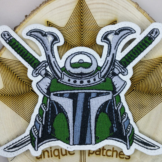 SAMURAI BOBA FETT Mashup embroidery patch morale Comics hook and loop Mando Star wars Bounty Hunter Jedi Empire Darth Vader Japan Warrior