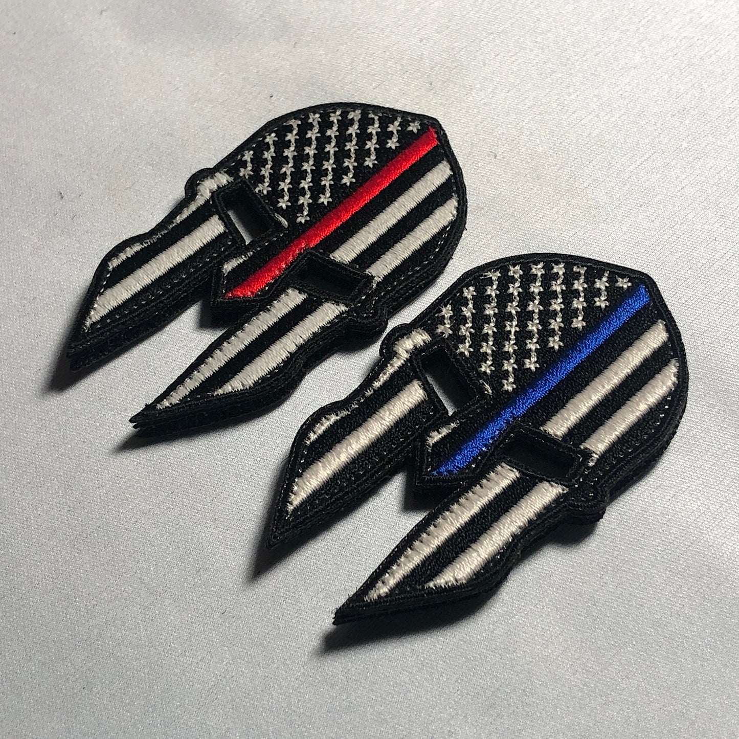 AMERICAN Spartan Helmet Flag Tactical Patch Morale Police Army Roman Maple Red Firefighter Medic Paramedic Police medic blue line red