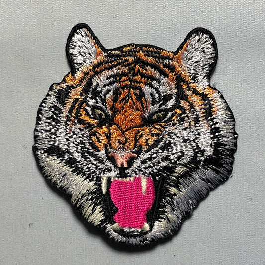 Roaring Tiger head embroidered iron on patch
