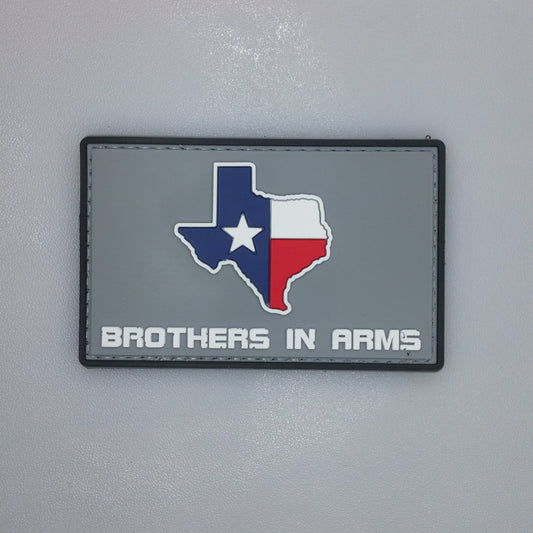 BROTHERS in ARMS Texas State flag PVC rubber patch Hook backing Morale funny bag vest shape lone Star