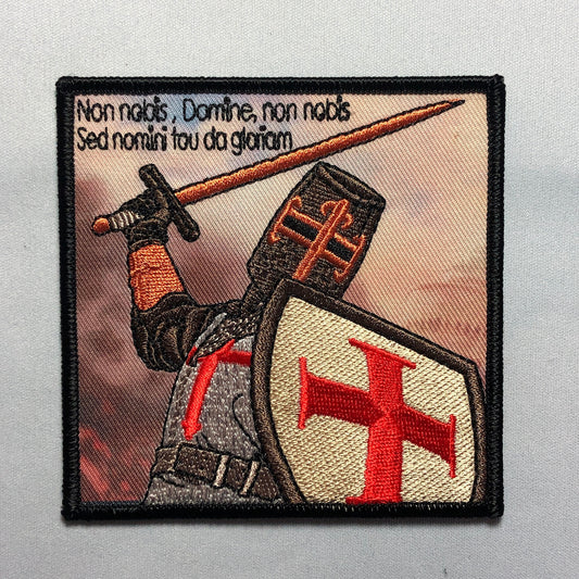 NON NOBIS DOMINE Patch Morale Sword Christian Army Church Templar Knight Chant Templar Cross Shield God Wills It Medieval Not to us Lord