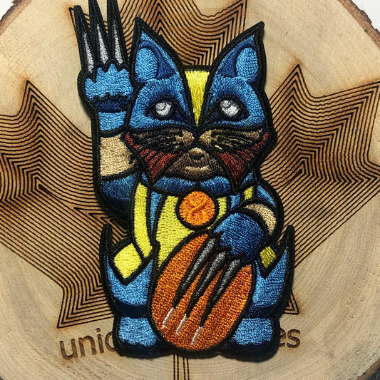 WOLVERINE Lucky Cat Maneki Neko Mashup embroidery patch morale Comics hook loop X-men Villain Mutant Wonder Logan