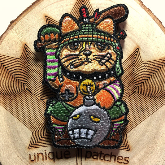 TANK GIRL Lucky Cat Maneki Neko Mashup embroidery patch morale Comics hook loop Villain Rebecca Buck Water & Power cosplay funny meme movie