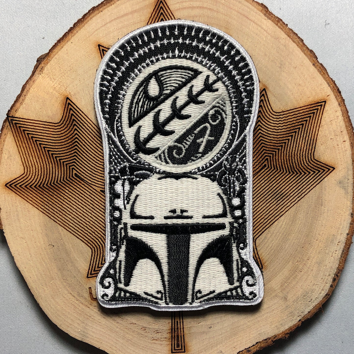 BOBA POLYNESIAN drawing art Mandaloraian Skull Mythosaur Bantha Mercenary Patch Morale  tactical funny meme crest