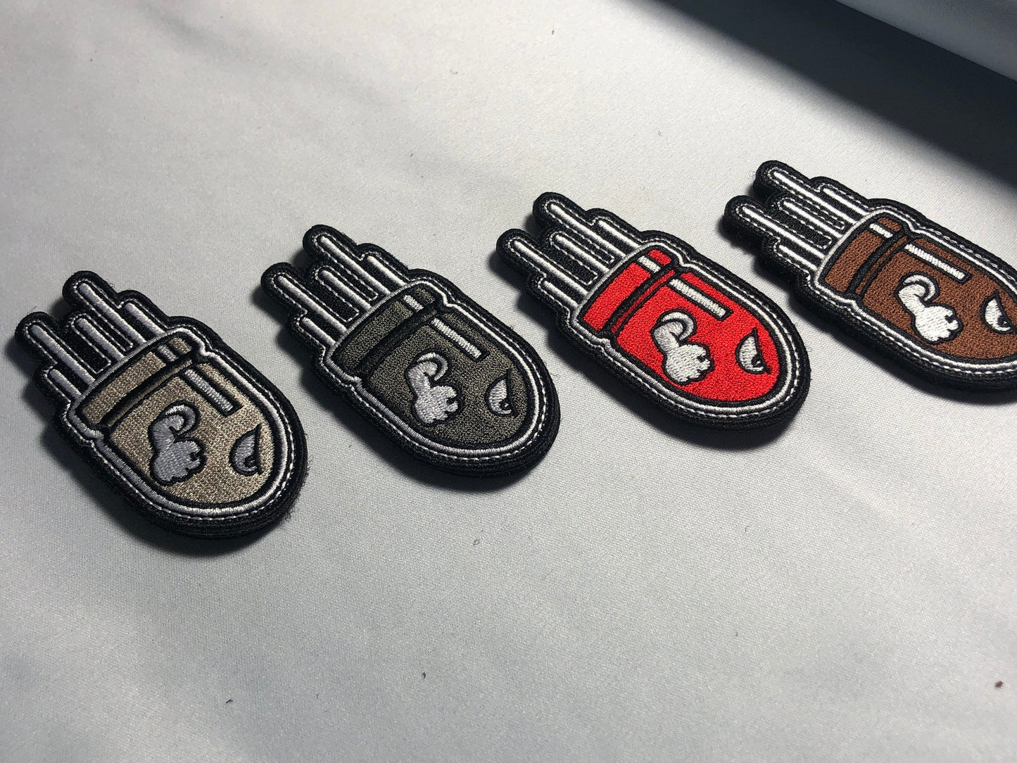 Angry Silver FLYING BULLET Morale Tactical  Patch Subdued Hook and Loop Fastener Army Military Brown Meme - Bag Ifak Vest