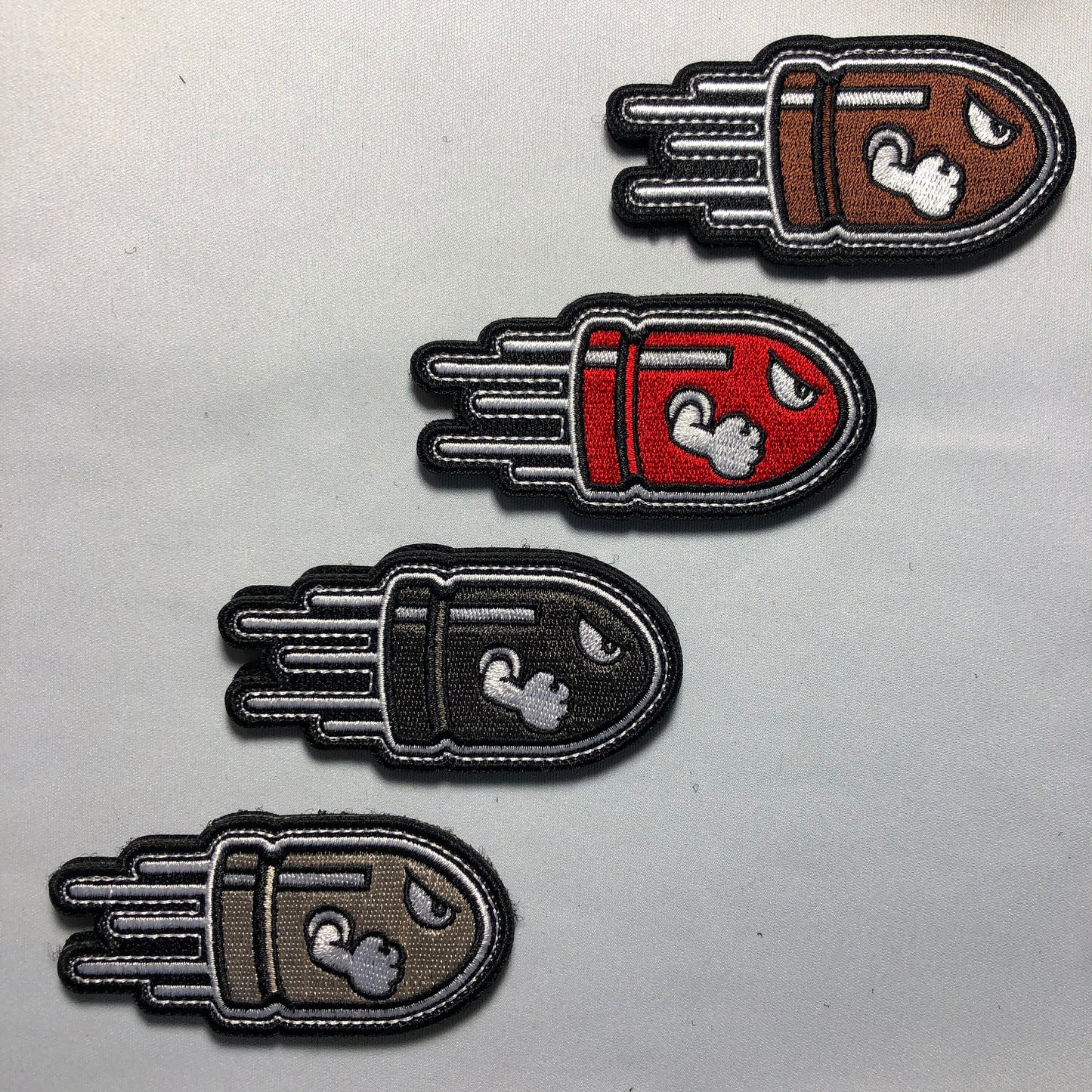 Angry Silver FLYING BULLET Morale Tactical  Patch Subdued Hook and Loop Fastener Army Military Brown Meme - Bag Ifak Vest