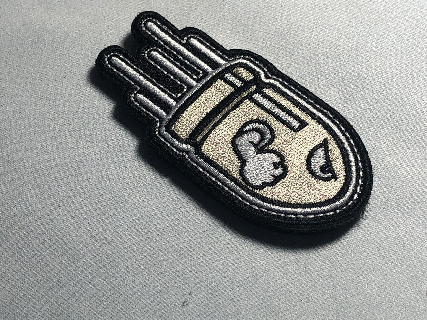Angry Silver FLYING BULLET Morale Tactical  Patch Subdued Hook and Loop Fastener Army Military Brown Meme - Bag Ifak Vest