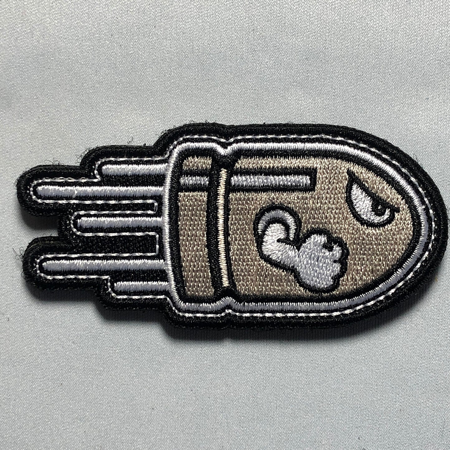 Angry Silver FLYING BULLET Morale Tactical  Patch Subdued Hook and Loop Fastener Army Military Brown Meme - Bag Ifak Vest
