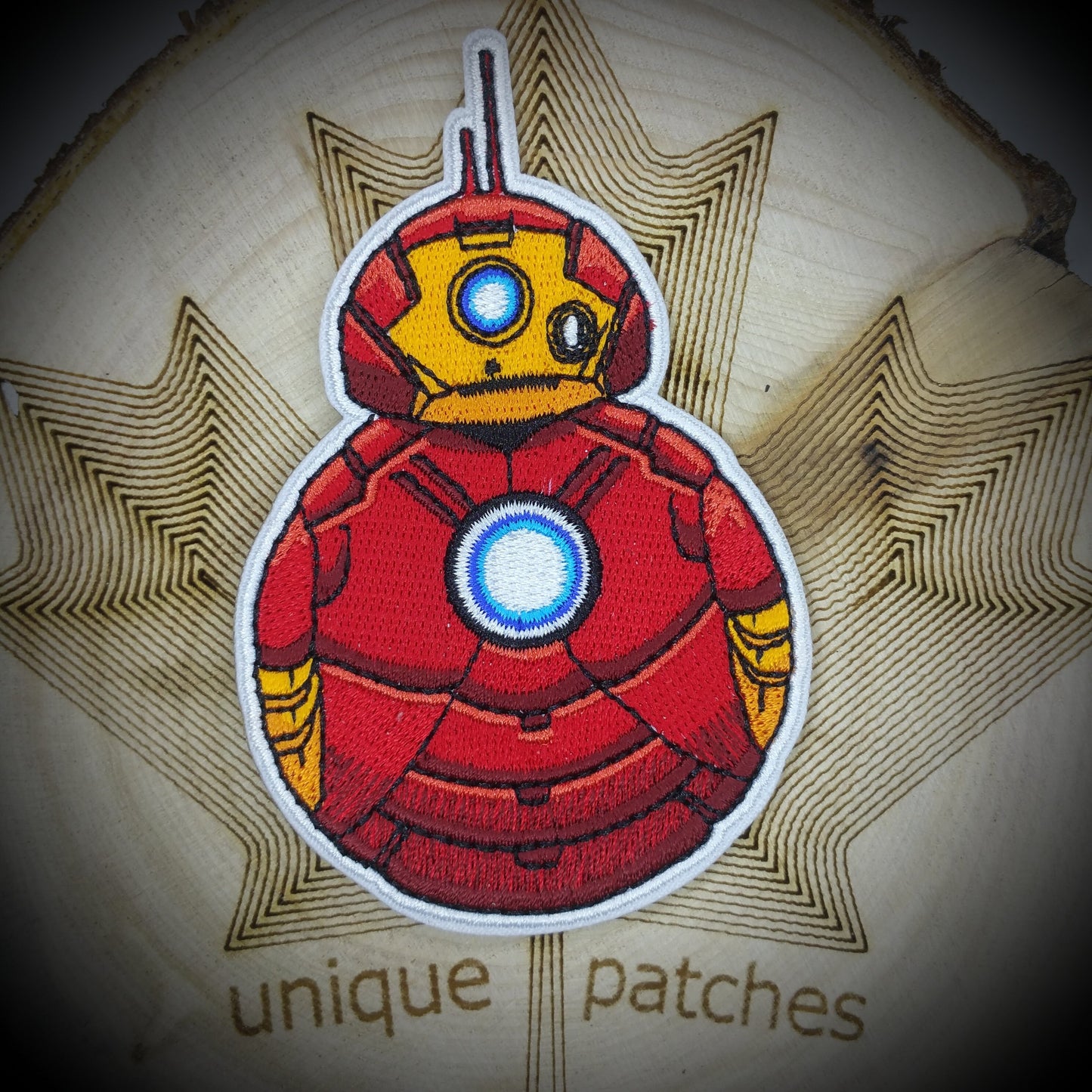 BB8 IRON man Mashup embroidery patch morale Star Comics hook and loop man superhero wars stark industries