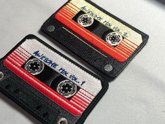 Galaxy Vol. 1 or Vol.2 Tape Awesome Mix Patch Morale Embroidery Comics Halloween Cosplay Uniform Funny Cassette Movie white