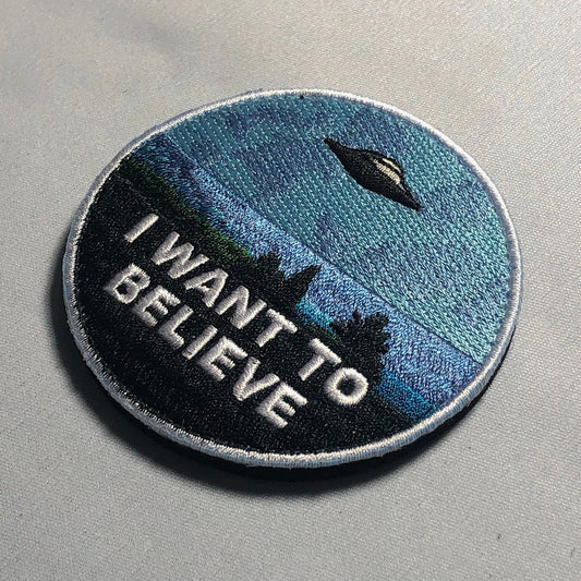 I WANT to BELIEVE X-Files ufo Alien ship Prop Costume Cosplay tactical Patch Morale Mulder Scully fbi meme x files
