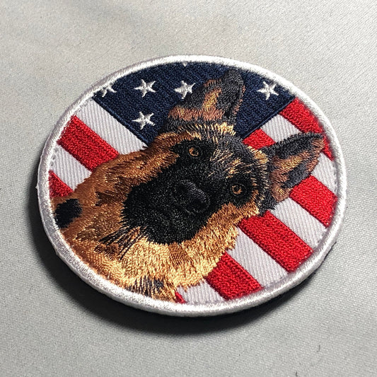 ROUND GSD German Shepherd USA flag Patch Morale Deutscher Schaeferhund K9 Sheepdog dog training K-9 Canine American Flag tactical bag vest