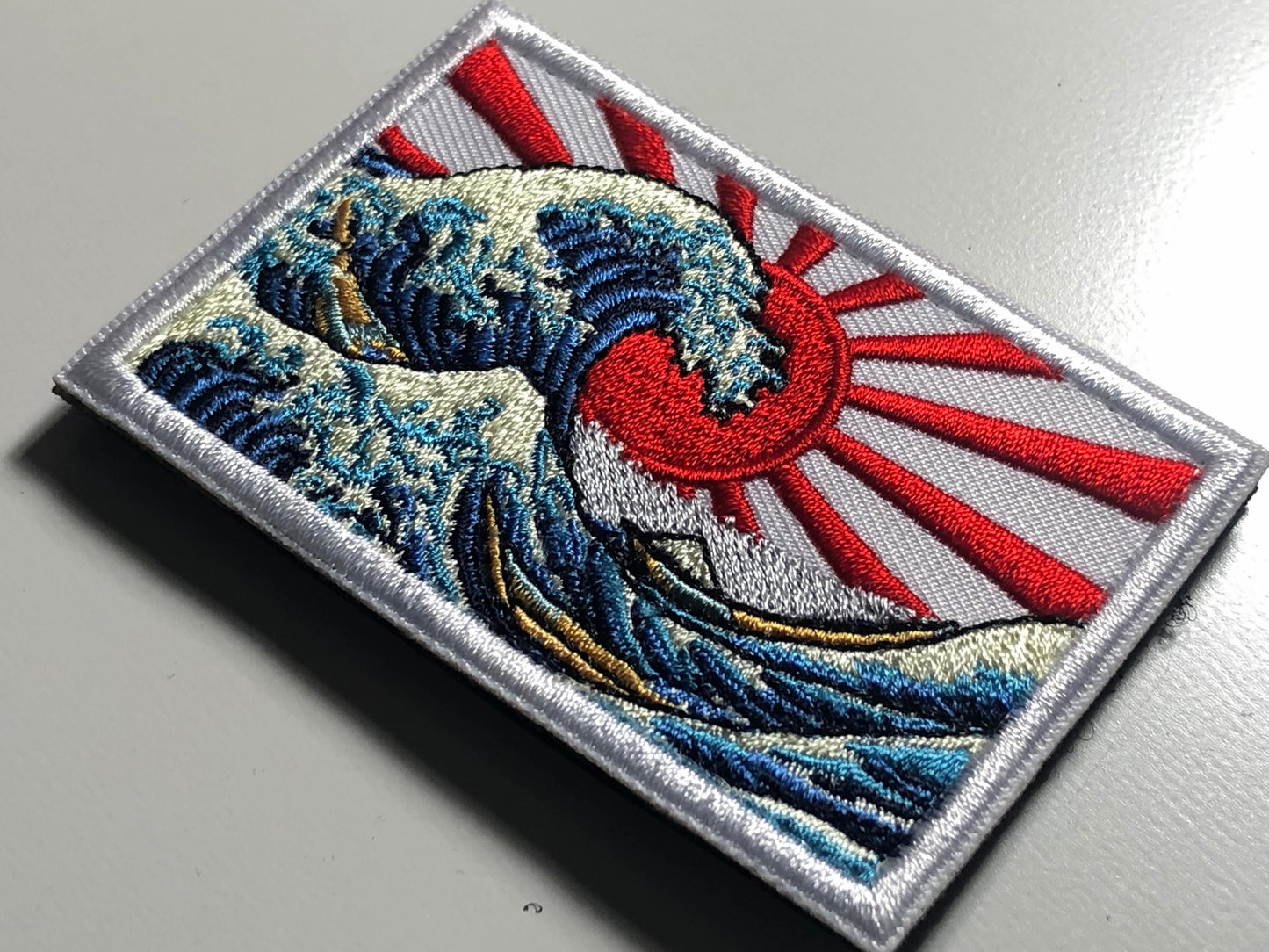 The GREAT WAVE off KANAGAWA Morale Patch - Japanese Emblem - The Wave Art of Tsunamis, Hurricanes - Nippon Hokusai Dekai Japanese Sun