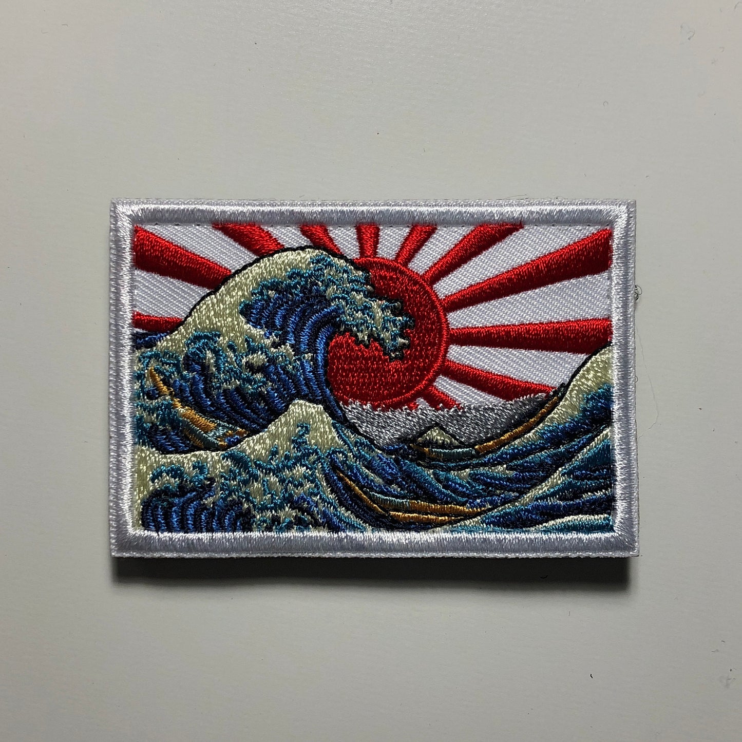 The GREAT WAVE off KANAGAWA Morale Patch - Japanese Emblem - The Wave Art of Tsunamis, Hurricanes - Nippon Hokusai Dekai Japanese Sun