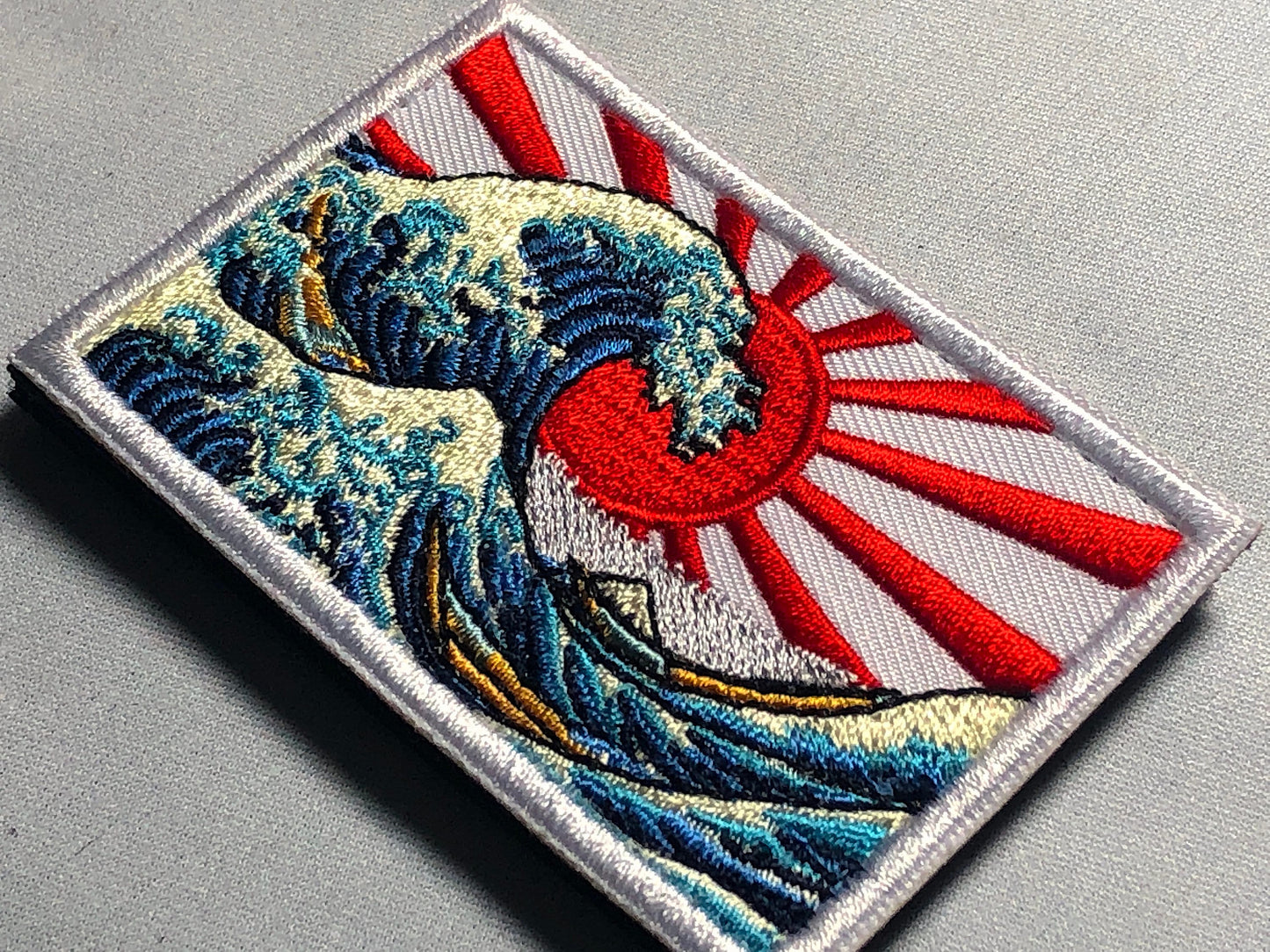 The GREAT WAVE off KANAGAWA Morale Patch - Japanese Emblem - The Wave Art of Tsunamis, Hurricanes - Nippon Hokusai Dekai Japanese Sun