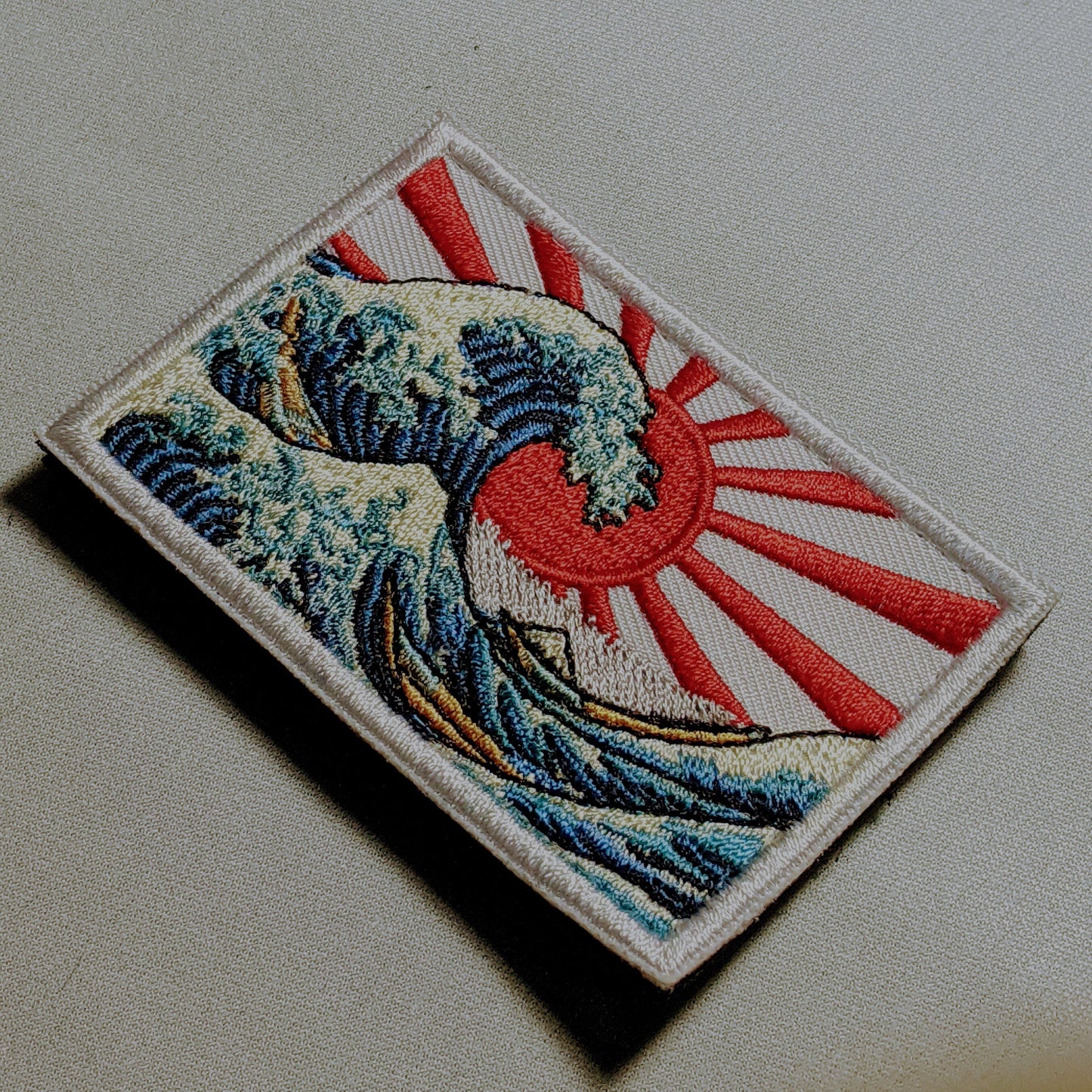 The GREAT WAVE off KANAGAWA Morale Patch - Japanese Emblem - The Wave Art of Tsunamis, Hurricanes - Nippon Hokusai Dekai Japanese Sun