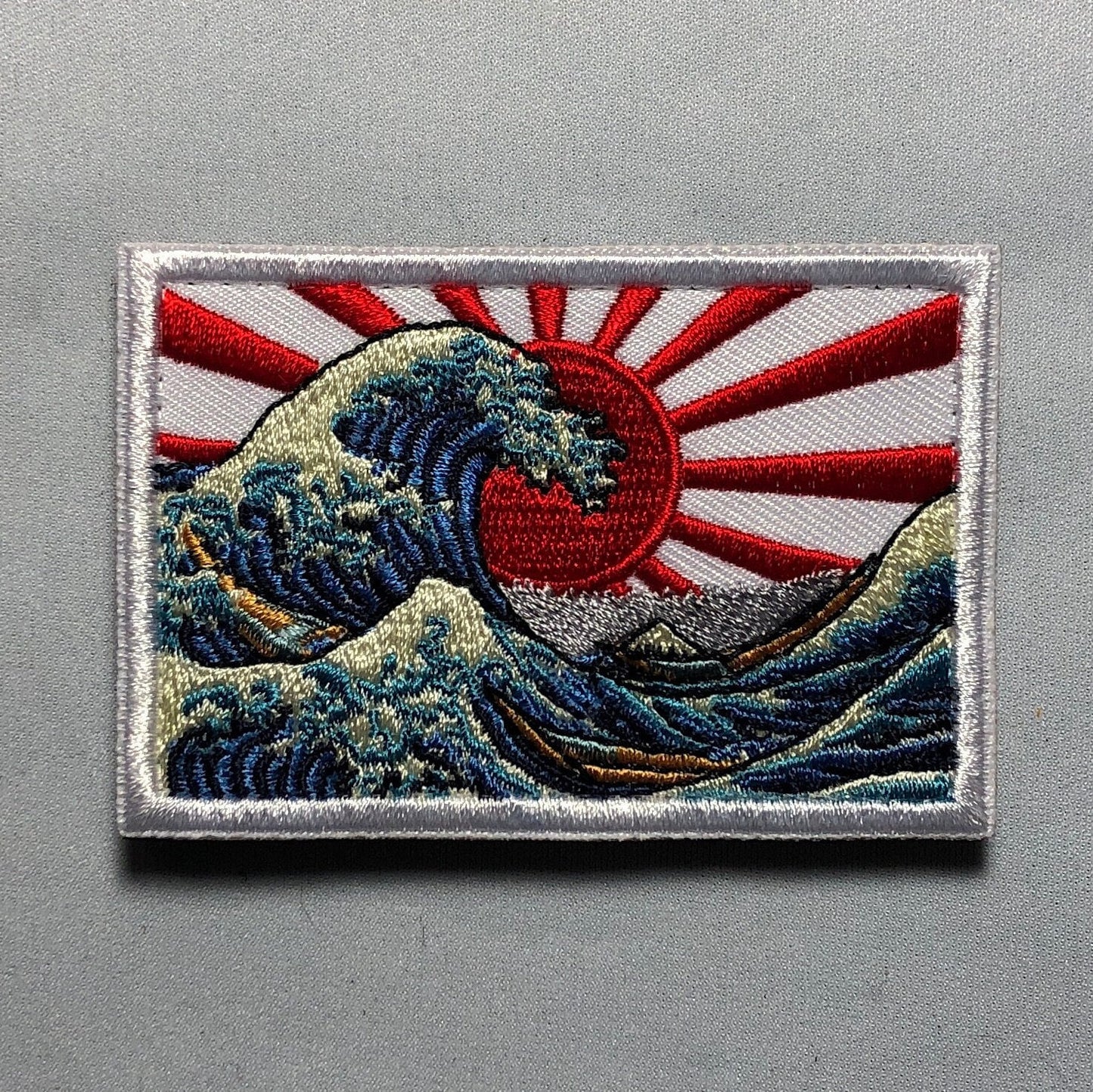 The GREAT WAVE off KANAGAWA Morale Patch - Japanese Emblem - The Wave Art of Tsunamis, Hurricanes - Nippon Hokusai Dekai Japanese Sun