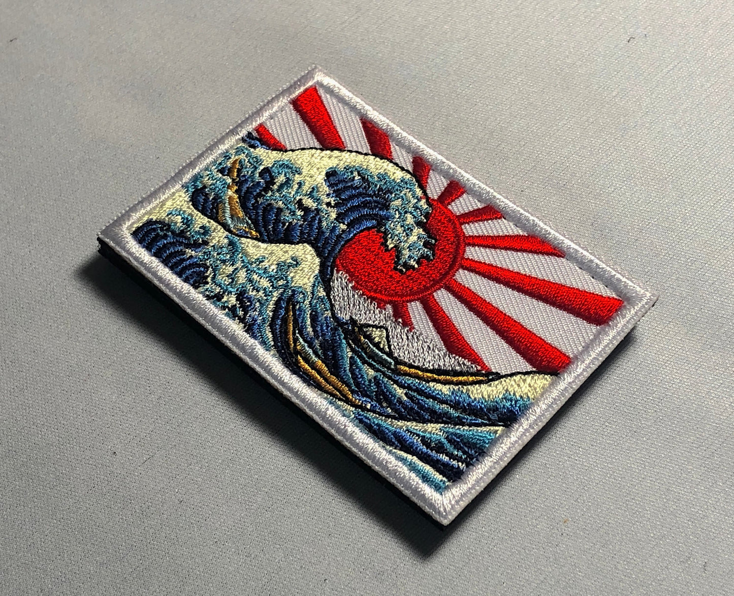 The GREAT WAVE off KANAGAWA Morale Patch - Japanese Emblem - The Wave Art of Tsunamis, Hurricanes - Nippon Hokusai Dekai Japanese Sun