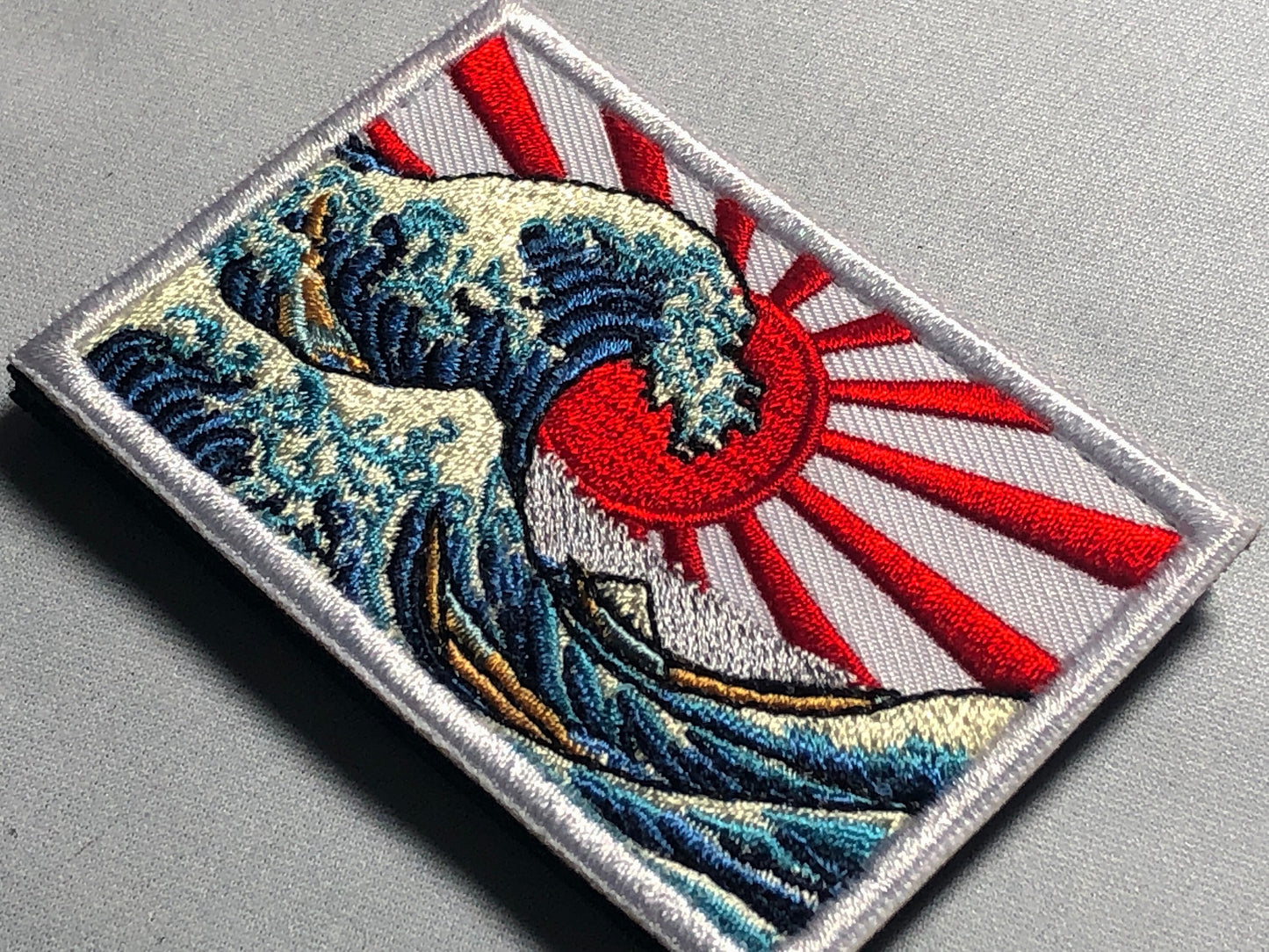 The GREAT WAVE off KANAGAWA Morale Patch - Japanese Emblem - The Wave Art of Tsunamis, Hurricanes - Nippon Hokusai Dekai Japanese Sun
