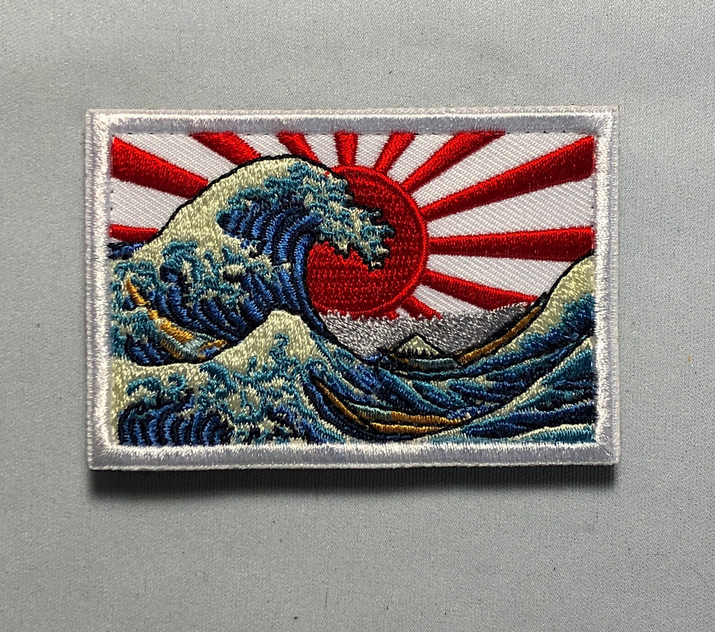 The GREAT WAVE off KANAGAWA Morale Patch - Japanese Emblem - The Wave Art of Tsunamis, Hurricanes - Nippon Hokusai Dekai Japanese Sun
