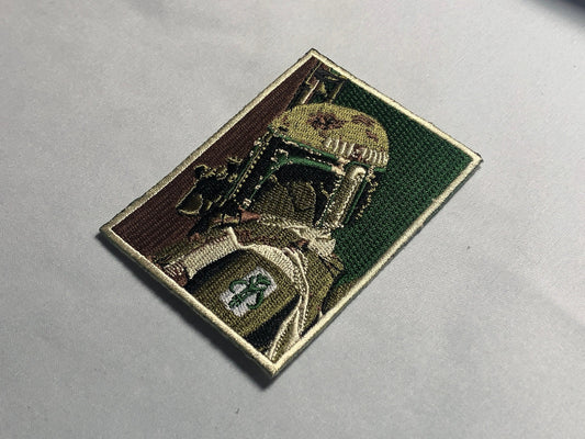 Multicam BOBA FETT Hope Poster Morale tactical Patch - Mandalorian Hunter Tactical Army Mercenary Baby Star Obama Woodland Army Wars Green