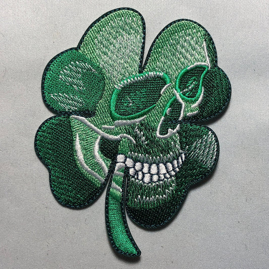 SHAMROCK CLOVER Patch Morale Lucky Irish St. Patrick Patron Mean Skull Tactical Army Four Leafs Ireland Saint Christian Holy Trinity Seam