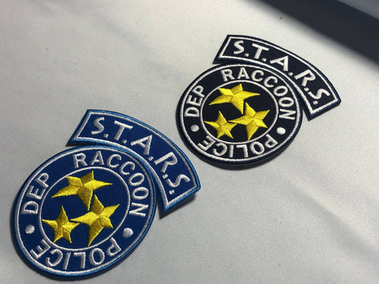 Oval shape RACCOON POLICE Blue or black Patch Morale embroidery Hook Tactical uniform Costume Resident evil rpd Movie Cosplay shirt jacket