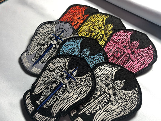 SAINT MICHAEL St. Michael Protect Us Wings Tactical Patch Morale Thin BLUE Line Police Law Army Paramedic Green Protector Sword Army sword