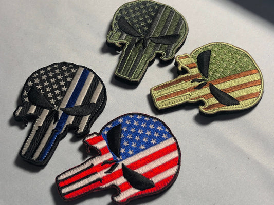 SKULL Punishe Helmet Flag Patch Morale American America Police Army Roman Maple Red Firefighter Medic Paramedic Tactical Subdued