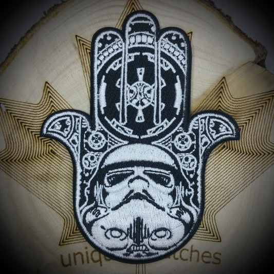 HAMSA TROOPER Mashup embroidery patch morale hook loop Stormtrooper Unity and Protection tattoo Middle east hand of God Star wars imperial