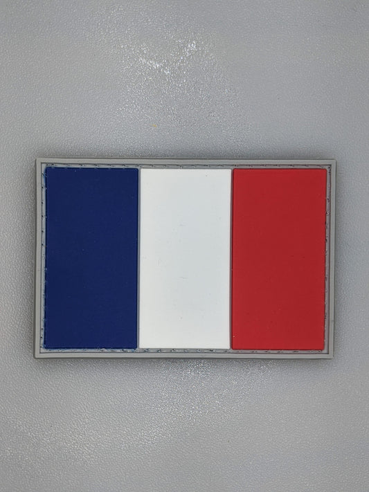 French Flag PVC Rubber Patch - Morale Emblem with Hook Backing for Bag, Vest, and Uniform