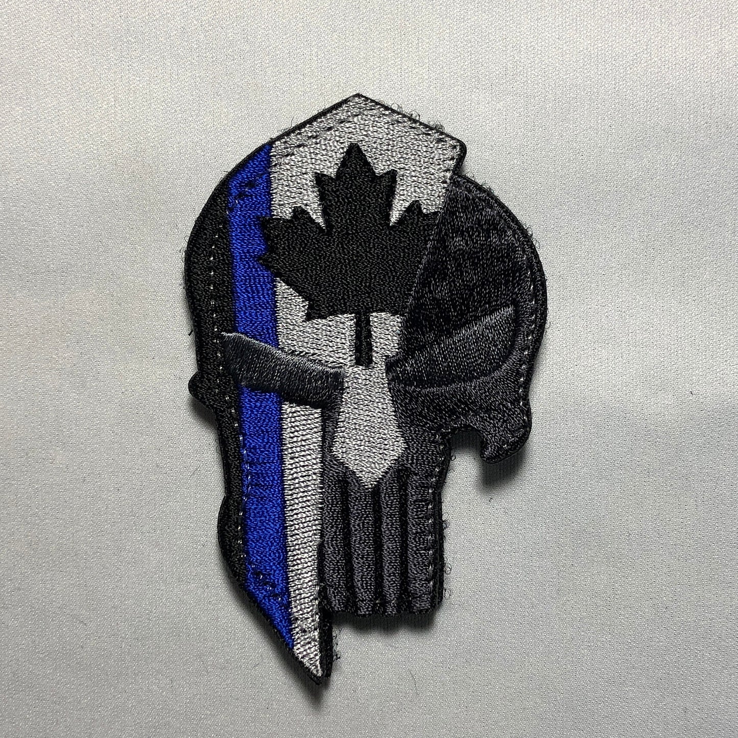 Canadian SKULL Spartan Punishe Helmet Flag Tactical Patch Morale Police Army Roman Maple Red Firefighter Medic Paramedic Subdued mean eye