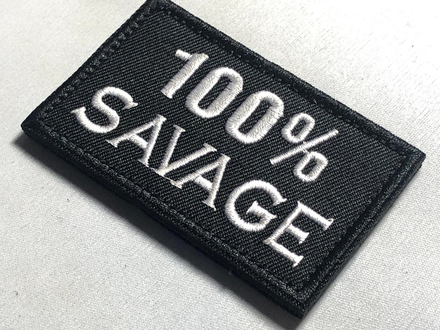 100% SAVAGE Morale Patch - Tactical Uniform Badge for Bags, Vests, and Airsoft Adventures