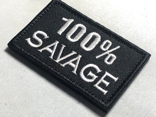 100% SAVAGE Morale Patch - Tactical Uniform Badge for Bags, Vests, and Airsoft Adventures