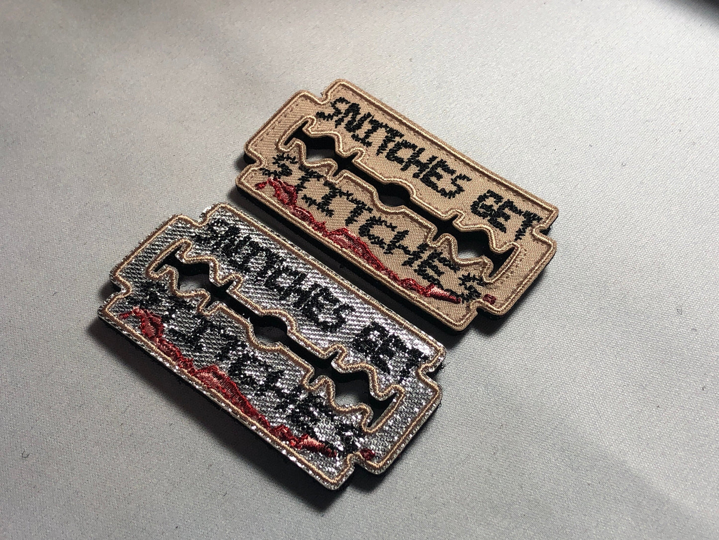 SNITCHES GET STITCHES Patch Morale Tactical Uniform Badge Bag Vest Airsoft meme funny badge tab Olive ifak fu nco blade razor blood