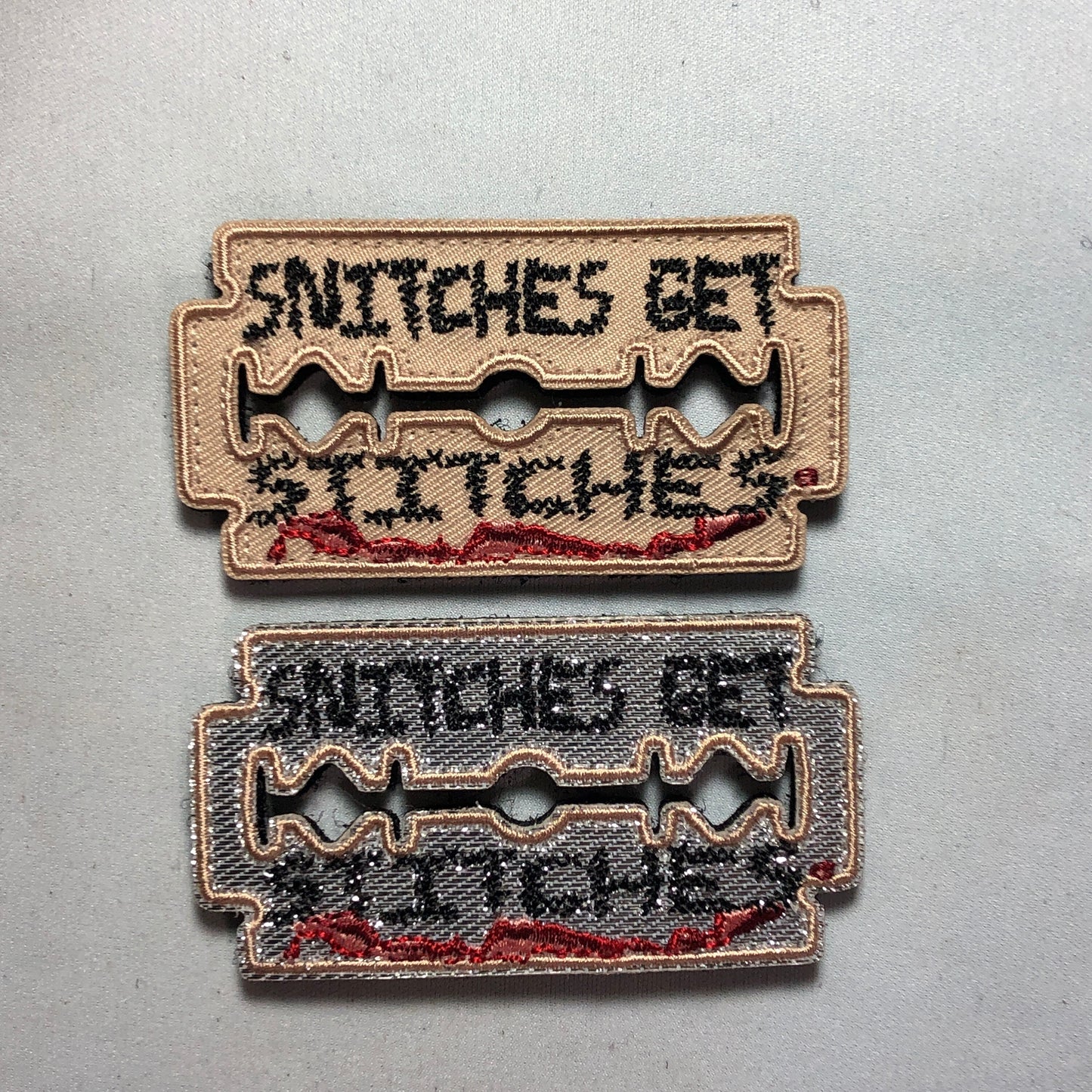 SNITCHES GET STITCHES Patch Morale Tactical Uniform Badge Bag Vest Airsoft meme funny badge tab Olive ifak fu nco blade razor blood