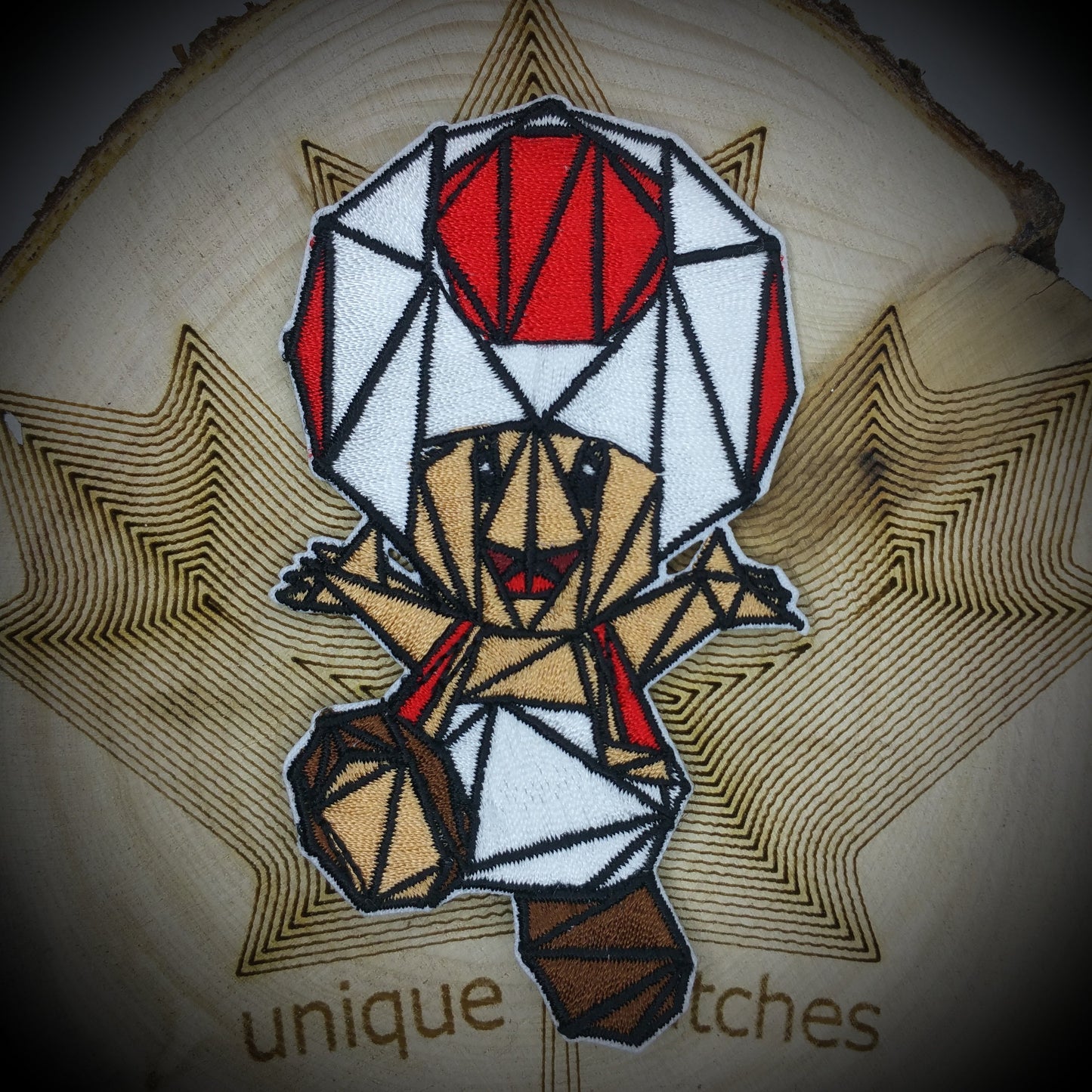 Origami TOAD Mario Mashup embroidery patch morale hook and loop mushroom Kingdom yoshi super Cart Luigi Toadette
