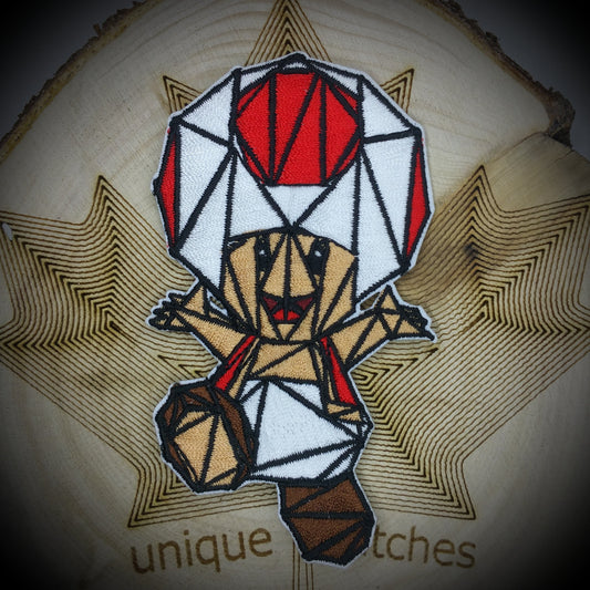 Origami TOAD Mario Mashup embroidery patch morale hook and loop mushroom Kingdom yoshi super Cart Luigi Toadette
