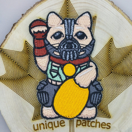 BANE Lucky Cat Maneki Neko Mashup Morale Patch - Comics Embroidery for Gotham Villain Fans - Bruce Wayne, Kane, Joker, Robin, Justice Mask